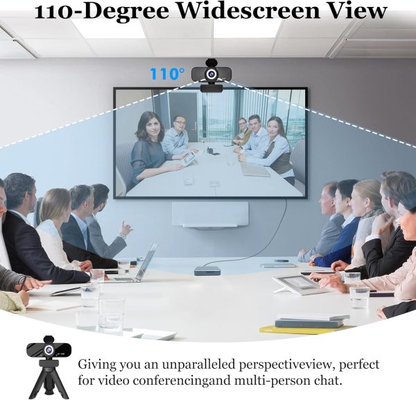 1080P Full HD Webcam with Built-in Microphone and Rotatable Tripod, Privacy Cover, for Desktop PC or Laptop Computer - Image 3