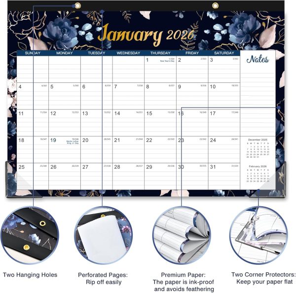 2026 Desk Calendar - Jan 2026 - Dec 2026, 12 Months Large 2026 Desk Calendar, 17" x 12", Desk Pad, Large Ruled Blocks, to-do List & Notes, Best Desk/Wall Calendar for Planning or Organizing - Image 3