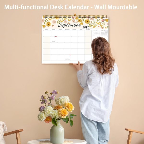 Calendar 2025-2026, Monthly Desk Calendar from July 2025 to December 2026, 17" x 12", Large Desktop Calendar Monthly, Perfect for Home or Office, Floral (Wall(17" x 12")) - Image 6