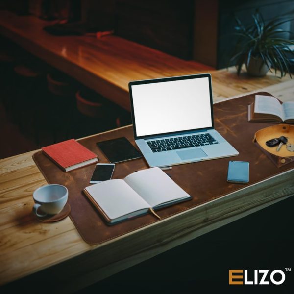 Elizo Real Leather Desk Mat Set (32x16) Large Desk Cover Desk Blotter Protector Computer Gaming Mouse Pad Table Laptop Office Desktop Accessories - Image 5