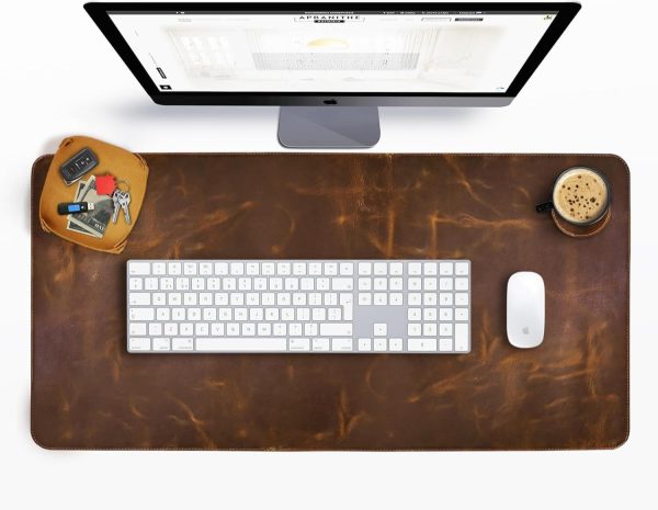 Elizo Real Leather Desk Mat Set (32x16) Large Desk Cover Desk Blotter Protector Computer Gaming Mouse Pad Table Laptop Office Desktop Accessories - Image 7
