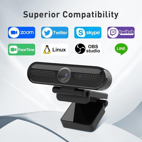saylas 2K Webcam, FHD Streaming Camera with 2K/30fps, 1080P/60fps, Autofocus, Dual Noise-Cancelling Microphones, Privacy Cover and Tripod, for Computer/Zoom/Skype/Teams/Laptop/MacBook/Windows - Image 8